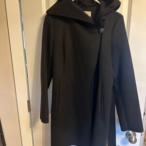 Michael Kors Black Cape with Hood and Wrap Style